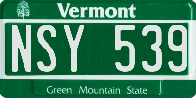 VT license plate NSY539