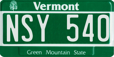 VT license plate NSY540