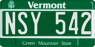 VT license plate NSY542
