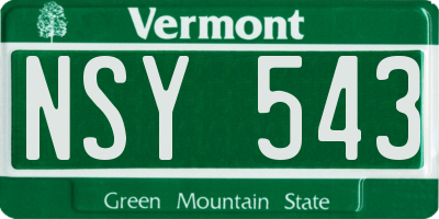 VT license plate NSY543