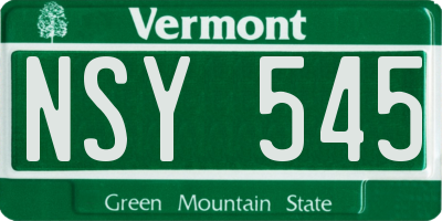 VT license plate NSY545