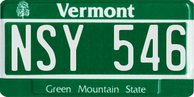 VT license plate NSY546