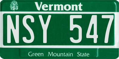 VT license plate NSY547
