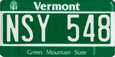 VT license plate NSY548