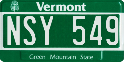 VT license plate NSY549
