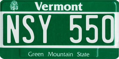 VT license plate NSY550