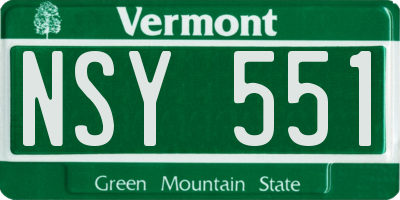 VT license plate NSY551