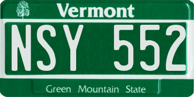 VT license plate NSY552