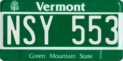 VT license plate NSY553