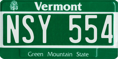 VT license plate NSY554
