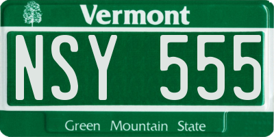 VT license plate NSY555