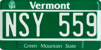 VT license plate NSY559