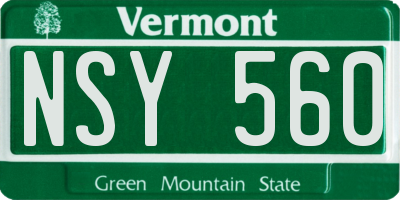 VT license plate NSY560