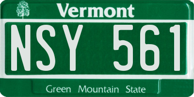VT license plate NSY561