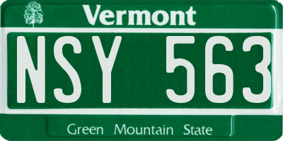 VT license plate NSY563