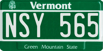 VT license plate NSY565