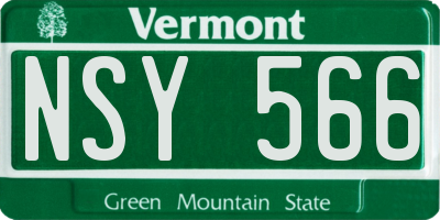 VT license plate NSY566