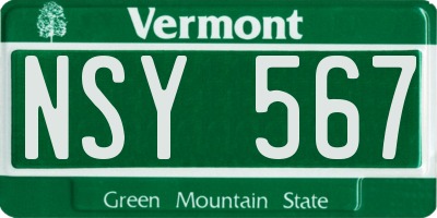 VT license plate NSY567