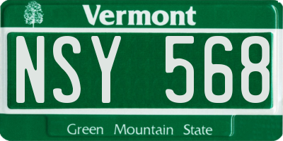 VT license plate NSY568