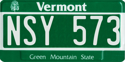 VT license plate NSY573