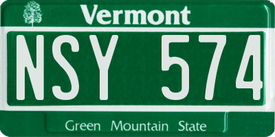 VT license plate NSY574