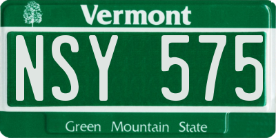 VT license plate NSY575
