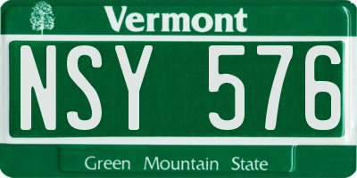VT license plate NSY576