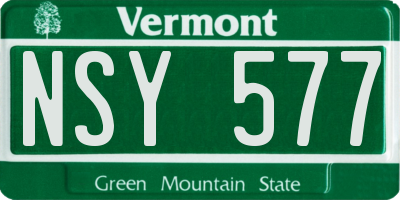 VT license plate NSY577