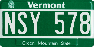 VT license plate NSY578
