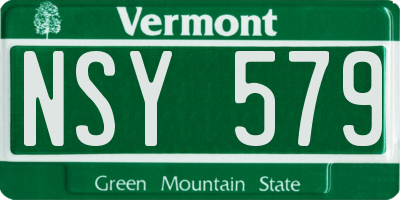 VT license plate NSY579