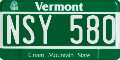 VT license plate NSY580