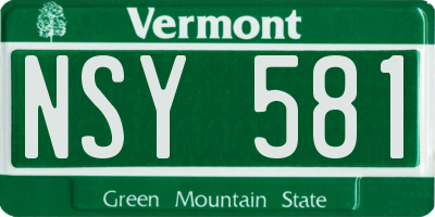 VT license plate NSY581
