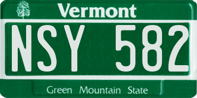 VT license plate NSY582
