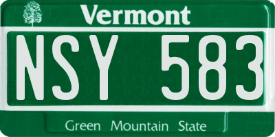 VT license plate NSY583
