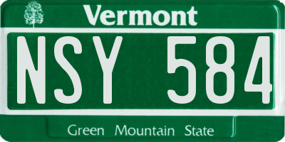 VT license plate NSY584