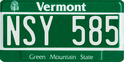 VT license plate NSY585