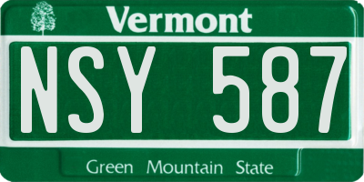 VT license plate NSY587