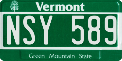 VT license plate NSY589