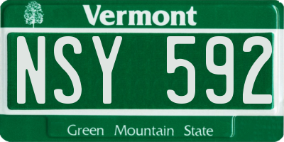 VT license plate NSY592