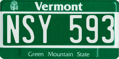 VT license plate NSY593