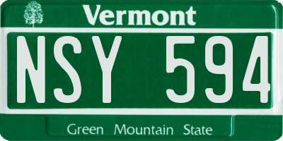 VT license plate NSY594