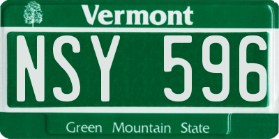 VT license plate NSY596