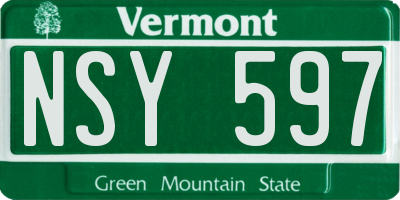 VT license plate NSY597