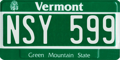 VT license plate NSY599