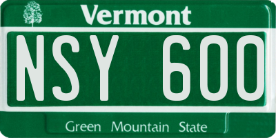 VT license plate NSY600
