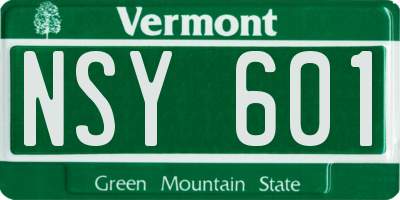 VT license plate NSY601