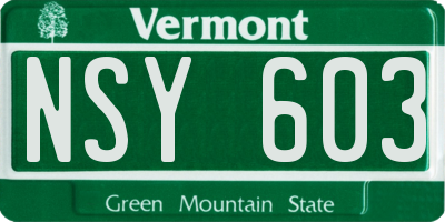 VT license plate NSY603
