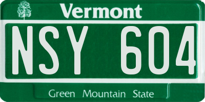 VT license plate NSY604
