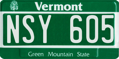VT license plate NSY605