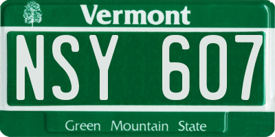 VT license plate NSY607